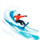 Snowboarders swingen op sneeuw van Poster Art Shop thumbnail