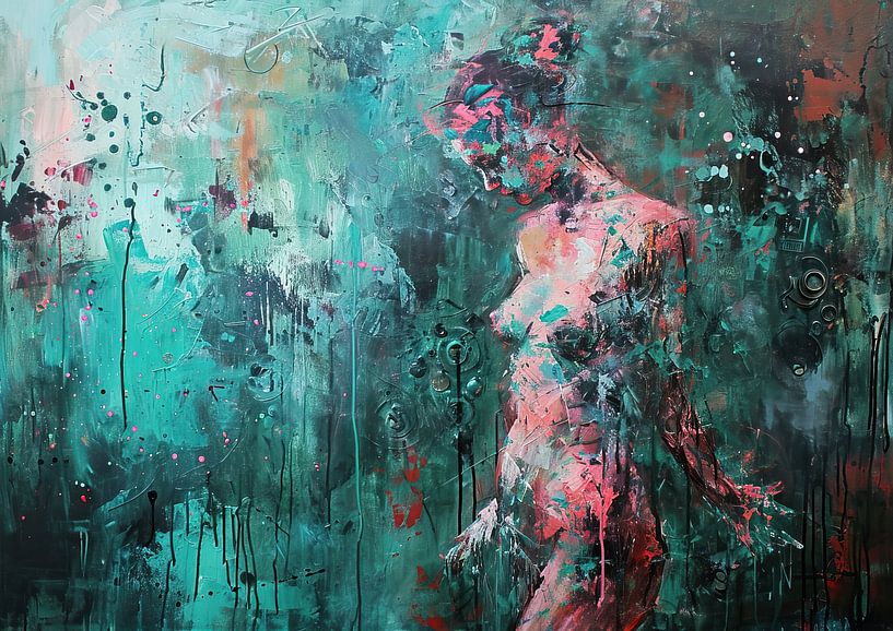 Turquoise abstraction by Eye catching paintings