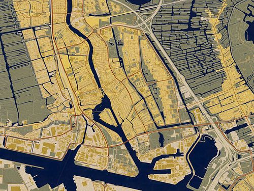 Kaart van Zaandam in de stijl van Gustav Klimt