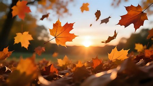 Laatste licht op herfstbladeren