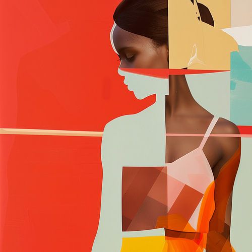 Silhouette colorée avec des couches graphiques