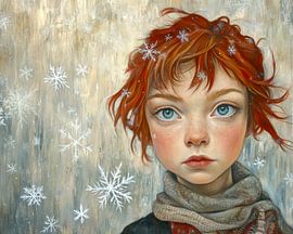 Sneeuwvlokken in haar haar