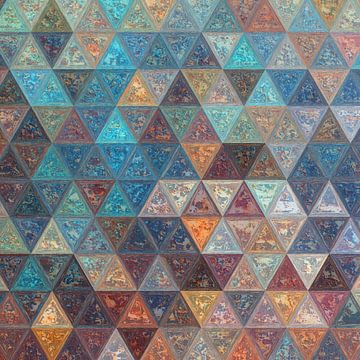 Mosaik Dreieck gelb blau #Mosaik von JBJart Justyna Jaszke