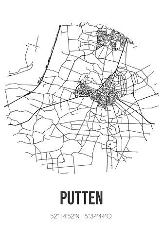 Putten (Gelderland) | Landkaart | Zwart-wit