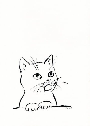 Doux chaton dessin à l'encre de Chine
