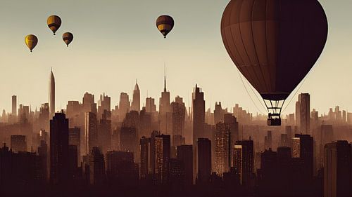 High above the city.