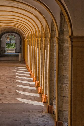 Light show in medieval cloister