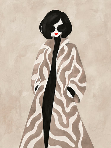 Illustration de mode : portrait d'une femme portant un manteau chic