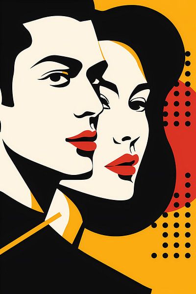 Modern artwork of couple in pop art style by Art & Soul Creations