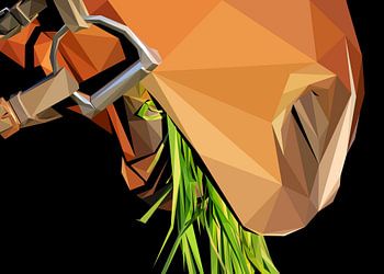 Paard dat gras eet Abstract Low Poly