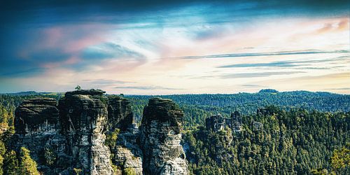 Bad Schandau Schrammsteine aan de Elbe Panorama