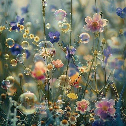 Ochtendgloren bloemen in bubbels