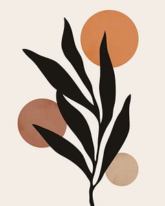 Abstracte retro plant met cirkels. Boho stijl