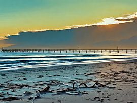 Sunset Beach Pier in Riviera van Sergio Pazzano