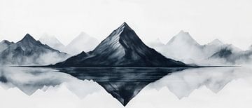 Silhouette de montagne dans le brouillard - Minimaliste sur Poster Art Shop