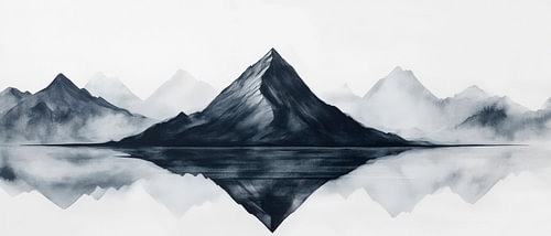 Bergsilhouette im Nebel – Minimalistisch