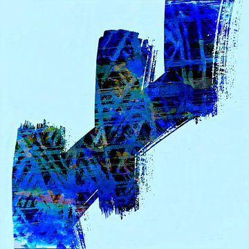 Zen Abstracte Penseelstreken Blauw van Mad Dog Art