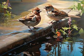 Realistische Spatzen von Blickfänger Gemälde