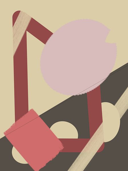 Warme aardse kleuren Abstractie in mid century stijl - Japandi kunst tijdloos elegant - harmonie van eenvoud van Susanna Schorr