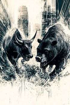 Kampf zwischen Bulle und Bär