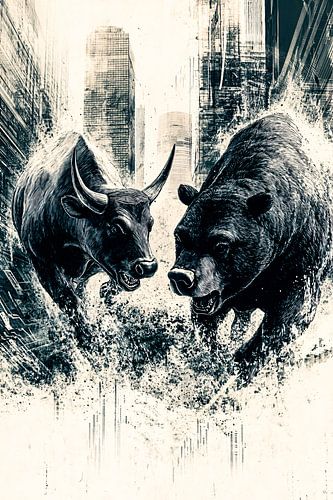 Strijd tussen stier en beer