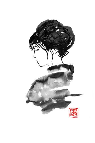 watercolor geisha by Péchane Sumie