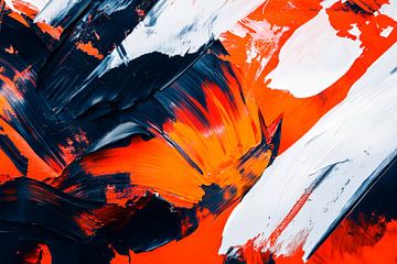 Dynamisch kleurenspel in rood en zwart van Poster Art Shop