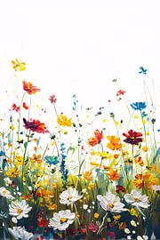 Impressionist painting of colourful field of flowers by Art & Soul Creations