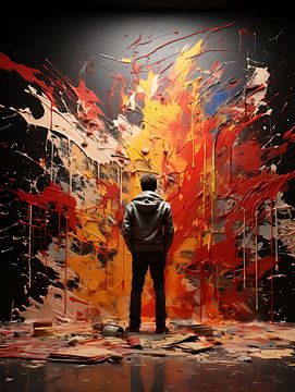 Banksy meets Pollock art van PixelPrestige