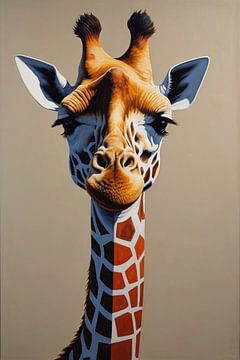Girafe curieuse au cou élégant - Art moderne sur De Muurdecoratie