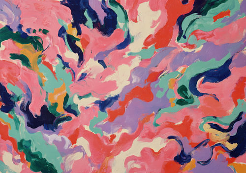 Abstract organic shapes in pink and turquoise by Niklas Maximilian