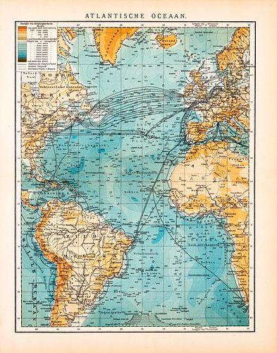 Atlantischer Ozean. Alte Karte ca. 1900 von Studio Wunderkammer