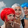 The Netherlands, King's Day. Girls wearing wigs in red, white and blue. by Frans Lemmens