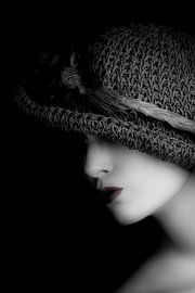 dromerig portret in zwart wit