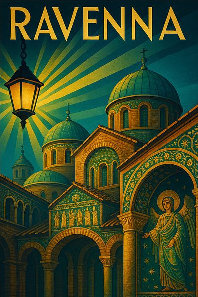Ravenna Mosaics and Domes – Art Deco Poster by Travel Shop
