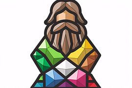 Geometrisches abstraktes Porträt mit bunten Diamanten von Imperial Art House