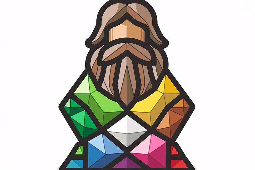Geometric abstract portrait with colourful diamonds by Imperial Art House