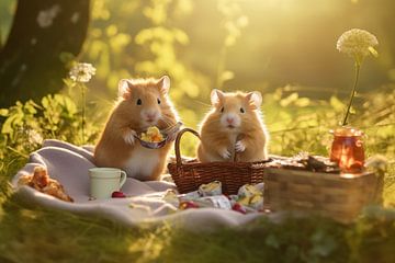 Playful hamsters and their picnic feast #4 by Ralf van de Sand