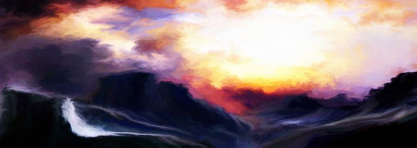 Mountains at sunset by Angel Estevez