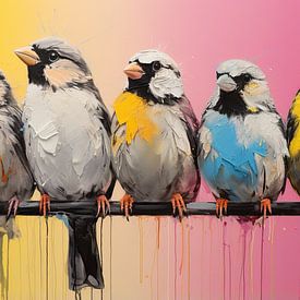 Farbenfrohe Vögel von Blickfänger Gemälde