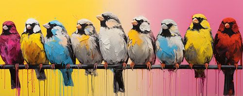 Farbenfrohe Vögel von Blickfänger Gemälde