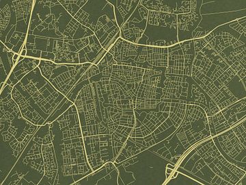 Map of Leiden in Green Gold by Map Art Studio
