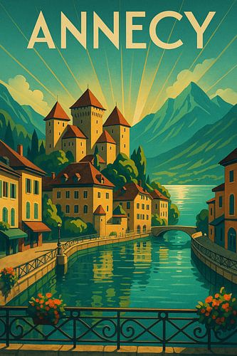 Annecy Art Deco Poster - Venetië in de Alpen
