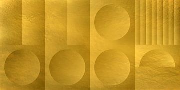 Abstracte geometrische vormen in goud. Retro geometrie nr. 2 van Dina Dankers
