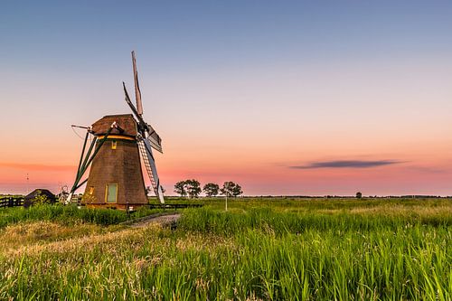 Sunset at the Meerburgermolen windmill, Leiderdorp, Netherlands