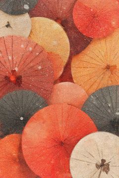 Papieren parasols in warme kleuren van Whale & Sons