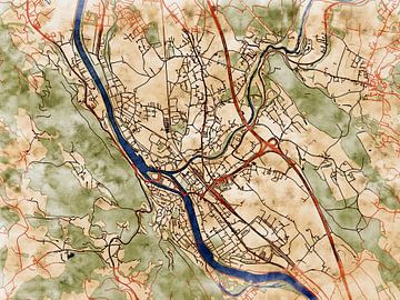 Map of Hallein with the style 'Serene Summer' by Maporia