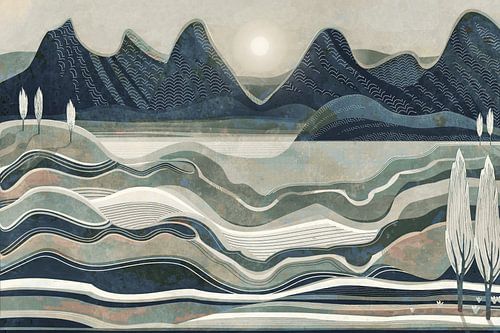 Berglandschap in het maanlicht