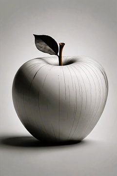 Pomme stylisée avec lignes ondulées sur De Muurdecoratie