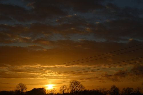 Setting winter sun in January